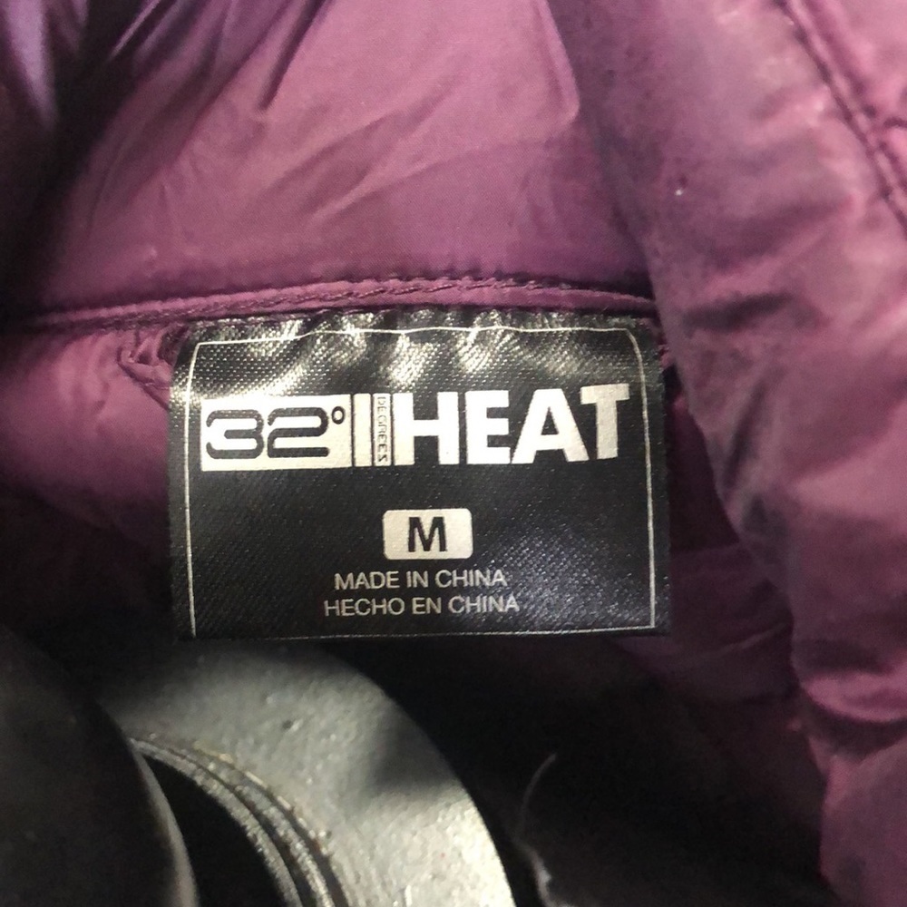 32 degrees purple and black quilted puffer zip up light weight coat size M​ - Picture 7 of 9